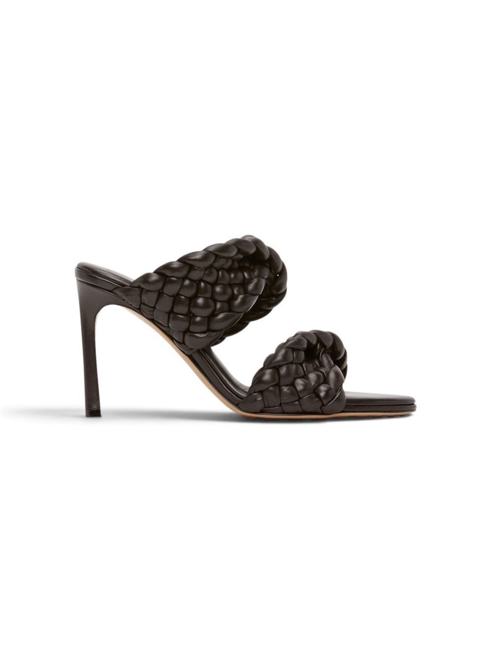 Bottega Veneta Intrecciato Curve Heeled Sandals Brown Fondente Sz 35